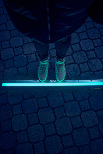 istock Integrated crosswalk stoplight for pedestrians in asphalt. 1481192235