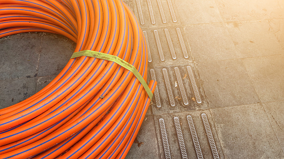 orange water hose reel