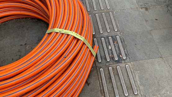 orange water hose reel