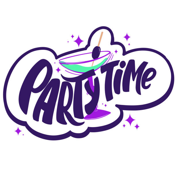 Party time Party time. Hand drawn sticker, banner. Vector illustration partytime stock illustrations