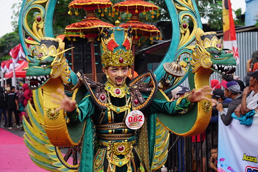 Kediri, East Java, Indonesia - 2nd October, 2022 : Various costumes at Biro Fashion Carnival