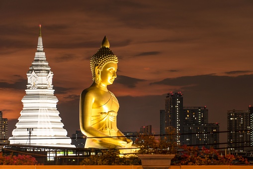 A tranquil shot of Wat Paknam Phasi Charoen, a Buddhist temple located in Bangkok, Thailand