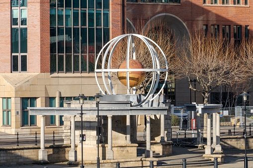 Newcastle upon Tyne, United Kingdom – March 10, 2023: Swirle Pavilion sculpture by Raf Fulcher on the Quayside, Newcastle upon Tyne, UK.