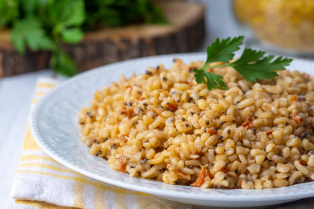 istock Bulgur pilaf with chia seeds (Turkish name; chia tohumlu bulgur pilavi) 1481198541