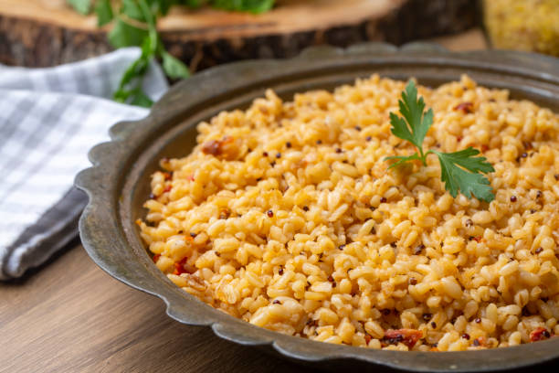 istock Bulgur pilaf with chia seeds (Turkish name; chia tohumlu bulgur pilavi) 1481198544