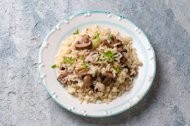istock Mushroom rice pilaf, Turkish name; Mantarli pirinc pilavi. 1481198553