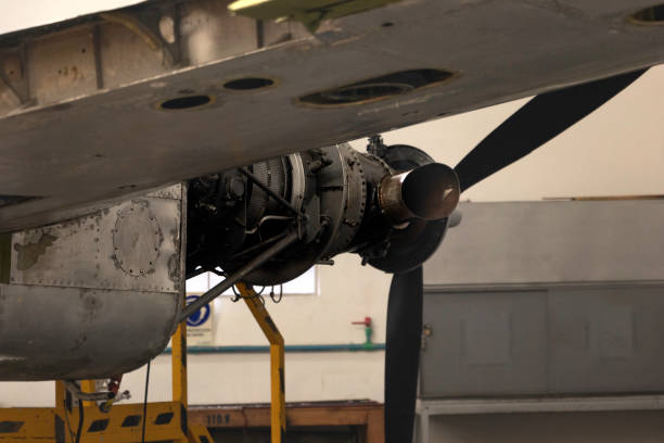 istock propeller of a dismantled old plane inside a hangar 1481201130