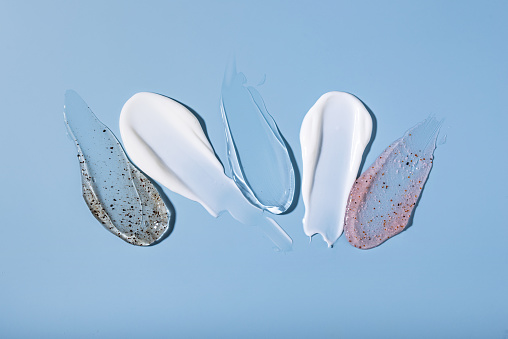 Assortment of smears of cream or lotion. Cosmetics concept
