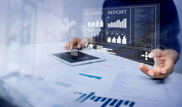 istock Businessman working with laptop computer with icons 1481207488