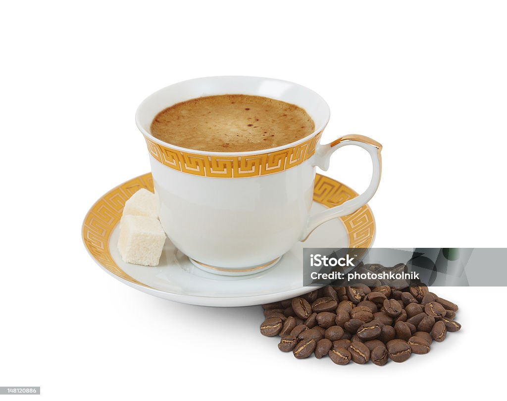Taza de café sobre un fondo blanco - Foto de stock de Asado - Alimento cocinado libre de derechos