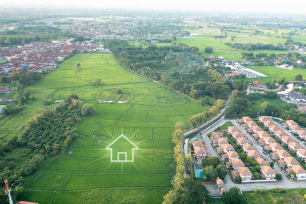 istock Green fields and dream house in aerial view. 1481213119