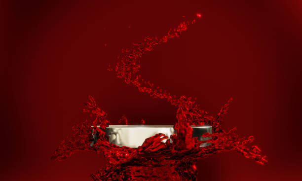 istock the product display stand and red water splashing on background. 1481213174