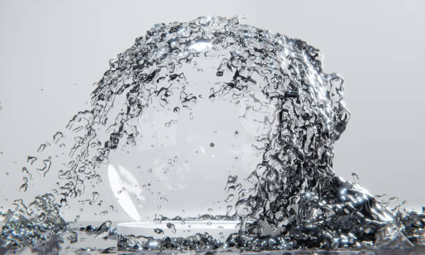 istock white podium and water splashingt on white background. 1481213846