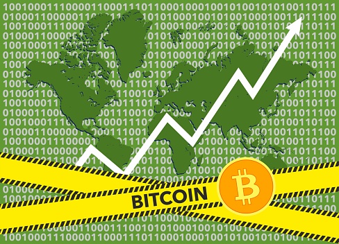 Bitcoin Index Rating Go Up On Exchange Market White Arrow The Bitcoin ...