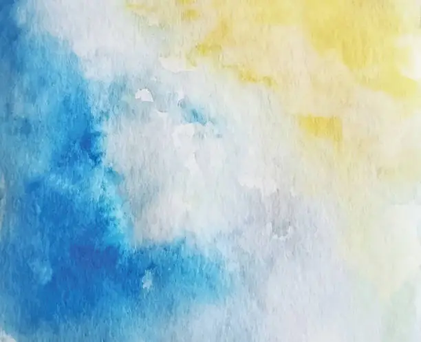 Vector illustration of Abstract watercolor background. Blue, white, yellow...