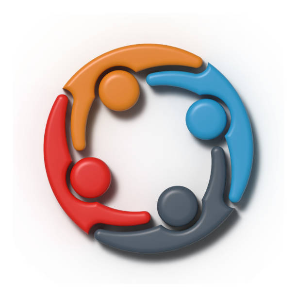 Four Entrepreneurs and business people conference in circle.
