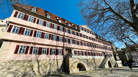 Tübingen, Germany - April, 5 - 2023: Oldest university building in the old town, the Bursa.