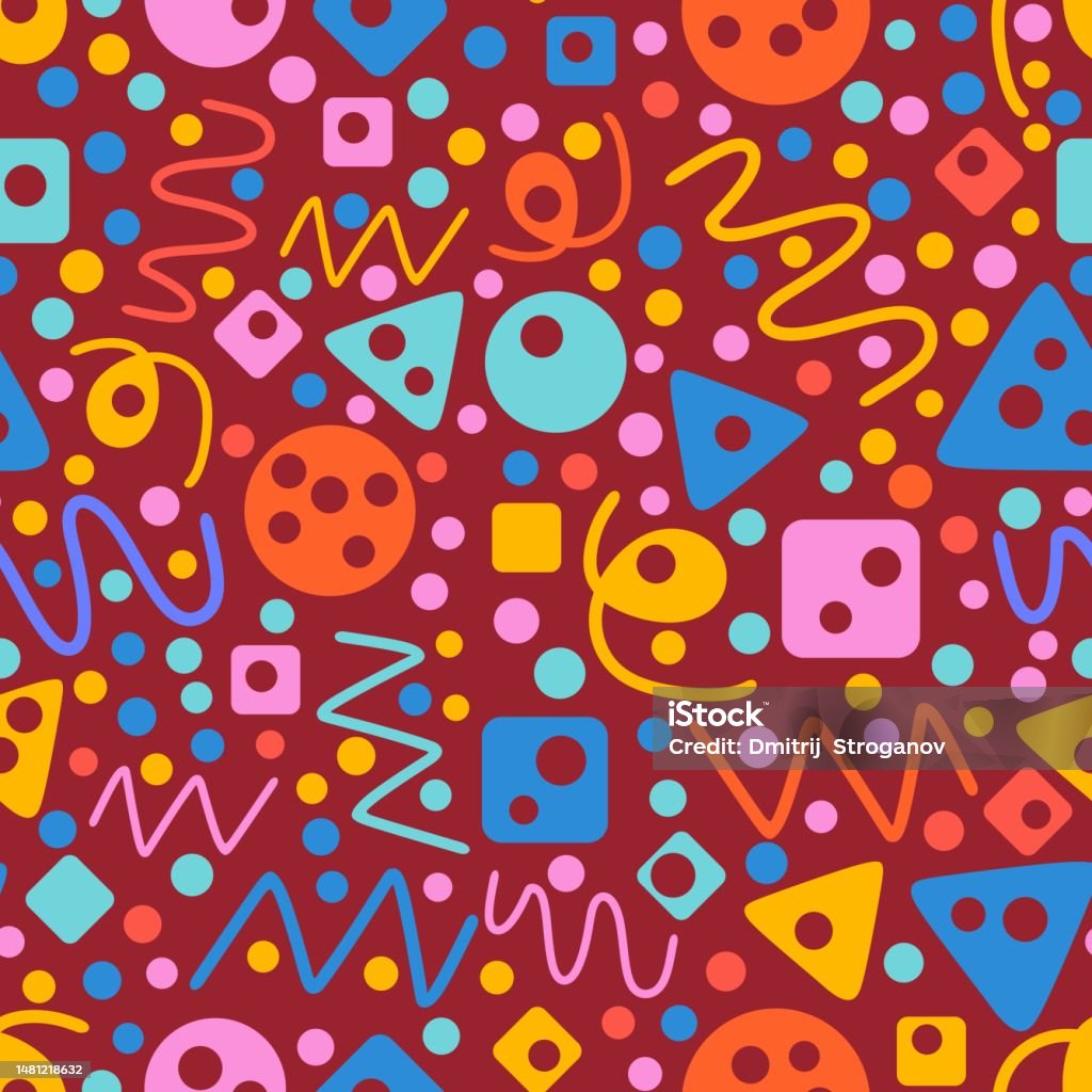 Fun Line Patterns Colorful Seamless Pattern Fun Colorful Line Doodle Shape Background ...