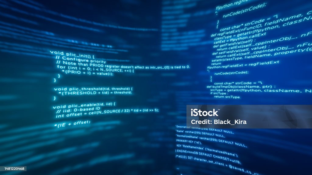 Software Development Writing Programming Code Monitor Cyber Security ...