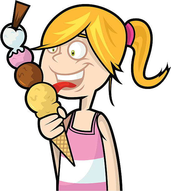 Monster Ice Cream This is a vector illustration of Mandy tucking into her monster ice cream. melting girl stock illustrations