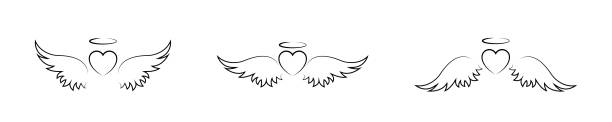 Heart with wings isolated on white background. Winged hearts collection. Love and romance concept. Valentine's day. Vector graphic. Heart with wings isolated on white background. Winged hearts collection. Love and romance concept. Valentine's day. Vector graphic. EPS 10 clip art of a cupid free stock illustrations
