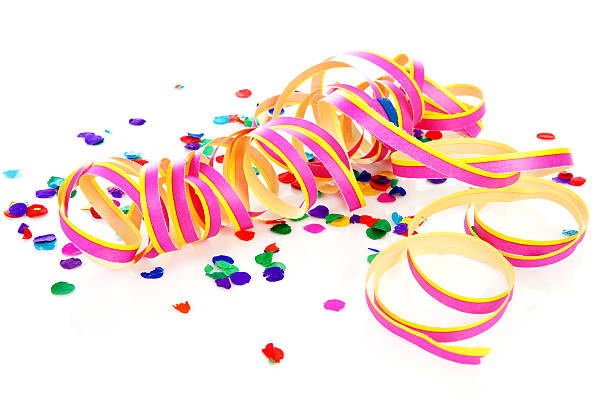 istock Colorful confetti and party streame 148122263