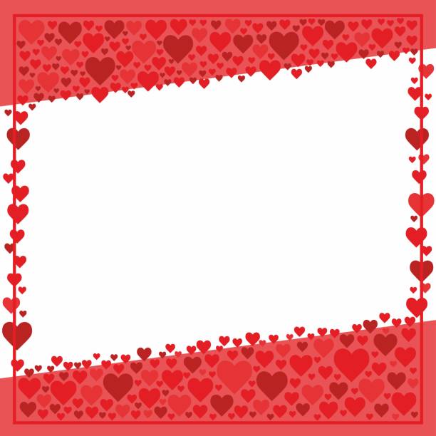 istock Red, pink and white square background color with stripe line shape. Hearts frame or border. 1481224336
