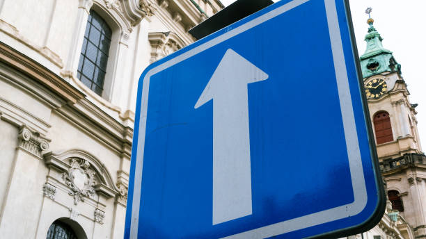 istock Close-up on a one-way street sign 1481227906
