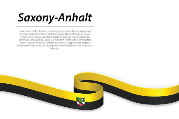 Vector illustration of Waving ribbon or banner with flag of Saxony-Anhalt