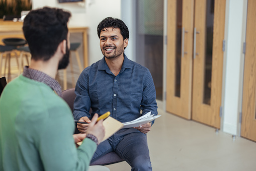 candidate on job interview - stock photo