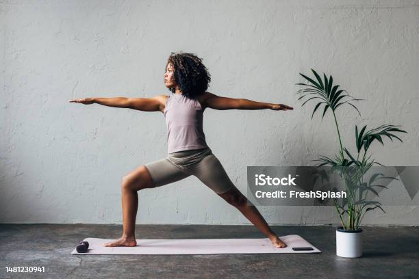 A Beautiful Woman Doing Her Daily Workout Stock Photo - Download Image Now - Yoga, Women, One Woman Only