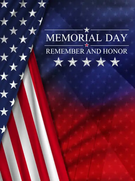 Vector illustration of Memorial day background. National holiday of the USA. United states flag vertical poster. Vector illustration.