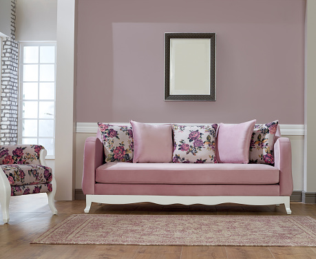 Pink Modern armchair on white background, included clipping path.