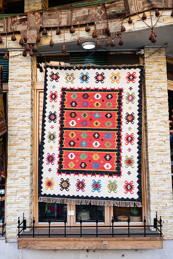 Detail of old Turkish loom for making rugs and carpets.