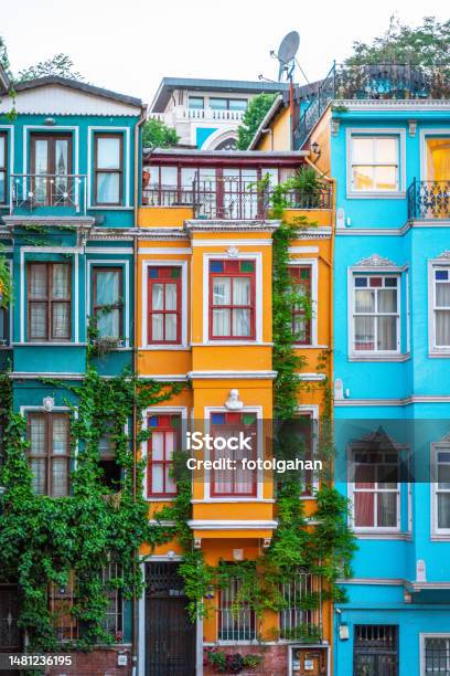Vibrant Colorful Houses In Istanbul Turkey Stock Photo - Download Image Now - In A Row, Townhouse, City