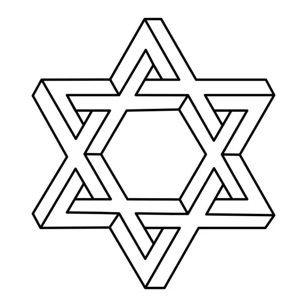 Vector illustration of Impossible shape logo design, optical illusion object. Op art figure. Sacred geometry. Line art.