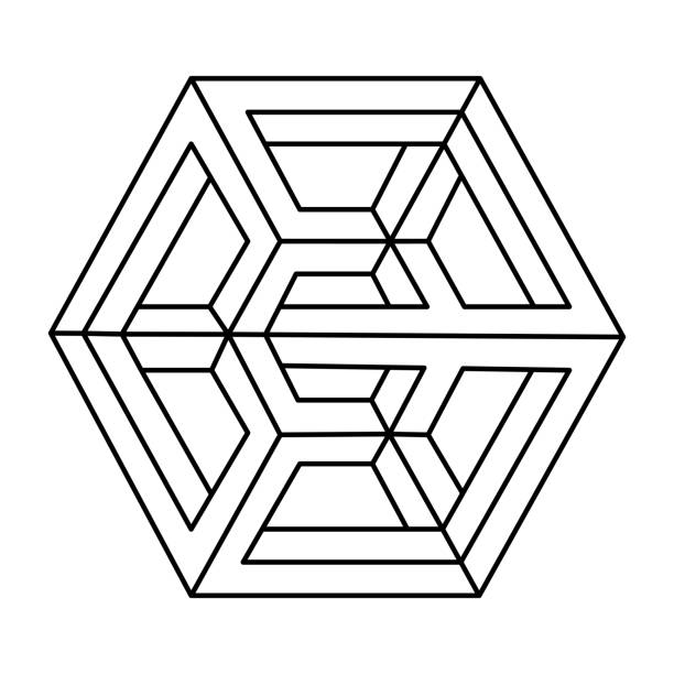 Sacred geometry shape. Optical illusion object. Impossible geometric figure. Sacred geometry shape. Optical illusion object. Impossible geometric figure. technical routine stock illustrations