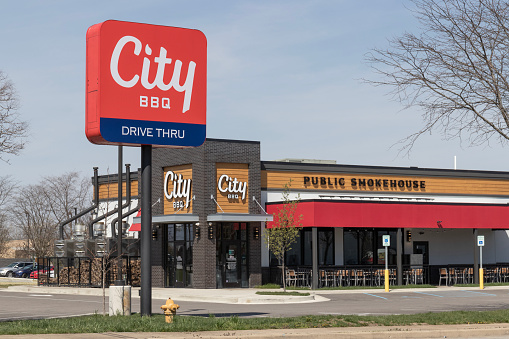 Lafayette - Circa April 2023: City Barbeque BBQ restaurant. City Barbeque serves meat that is barbecued and smoked on site.