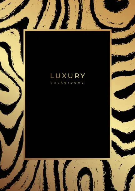 Vector illustration of Luxury template with golden tiger skin texture