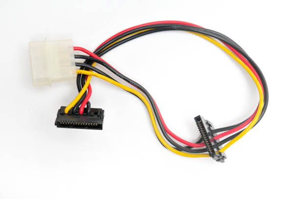 istock Adapter and plug for connecting SATA drives to the power supply on a white background 1481238506