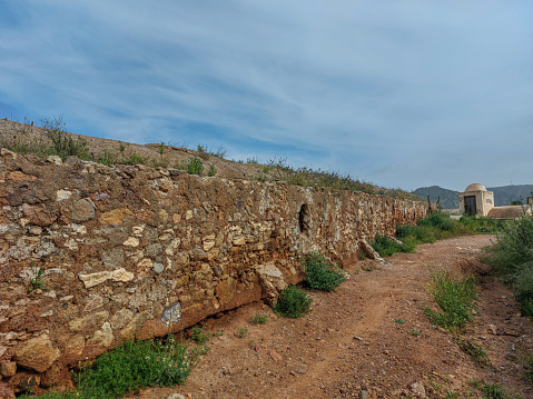 stone walls in ruins of mansion el Cortijo del Fraile in Las Negras (Almería)