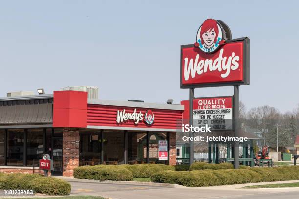 Wendys Fast Food Restaurant Wendys Is Famous For Its Frosty Dairy Dessert And Square Hamburgers Stock Photo - Download Image Now