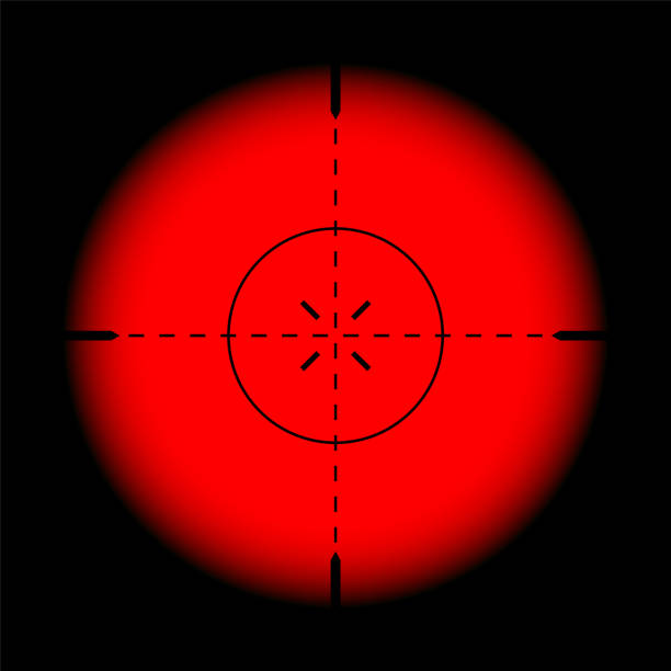 istock Various weapon thermal infrared sight, sniper rifle optical scope. Hunting gun viewfinder with crosshair. Aim, shooting mark symbol. Military target sign. Game UI element. Vector illustration 1481242090