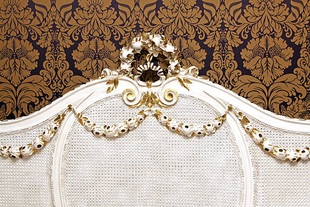 Detail of rococo style bedroom bed head