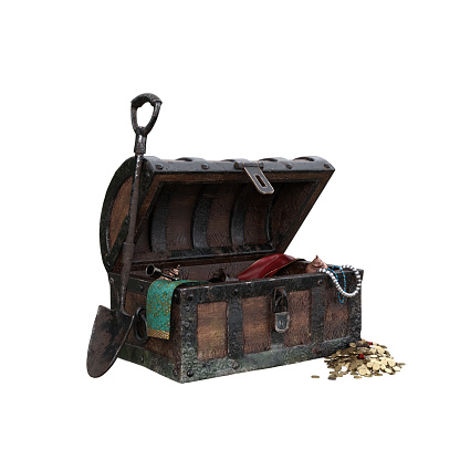 Treasure chest on a white background