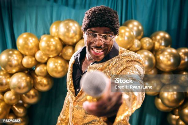Retro Television Gameshow Broadcast Host Stock Photo - Download Image Now - Trivia, Quiz Night, Game Show Host