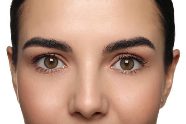 istock Woman with beautiful hazel eyes on white background, closeup 1481246116