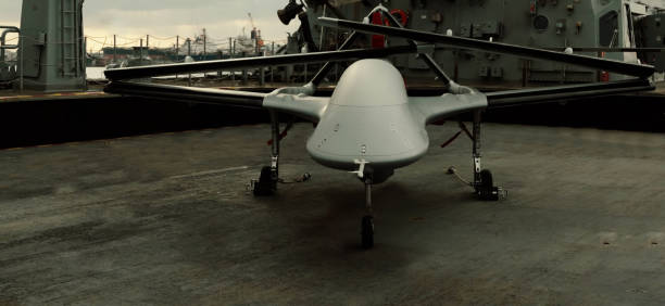 Bayraktar TB3 Armed unmanned aerial vehicle system capable of take-off and landing from short-runway ships on TCG Anadolu. Bayraktar TB-3 Military ship resilient and armed with weapon systems. remote controlled stock pictures, royalty-free photos & images