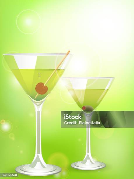 Cocktails Martini Sur Fond Vert Vecteurs libres de droits et plus d'images vectorielles de Alcool - Alcool, Boisson, Cerise