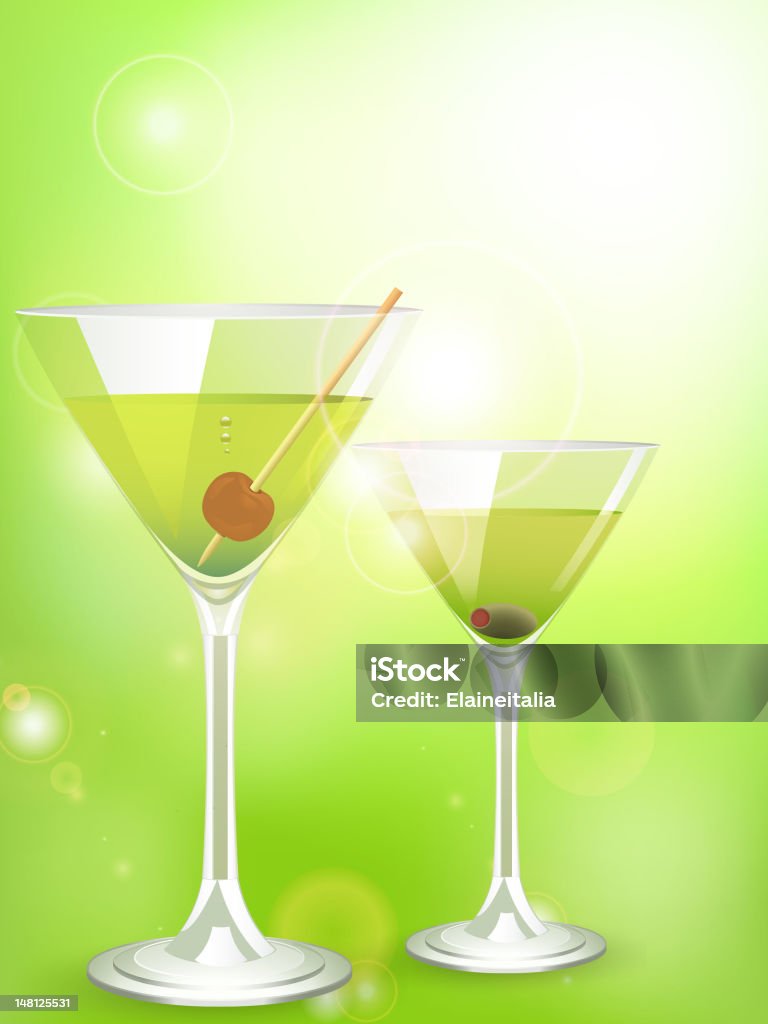 martini Cocktail su uno sfondo verde - arte vettoriale royalty-free di Alchol